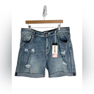 Blue Savvy Mid rise Distressed Jean shorts Size 22W